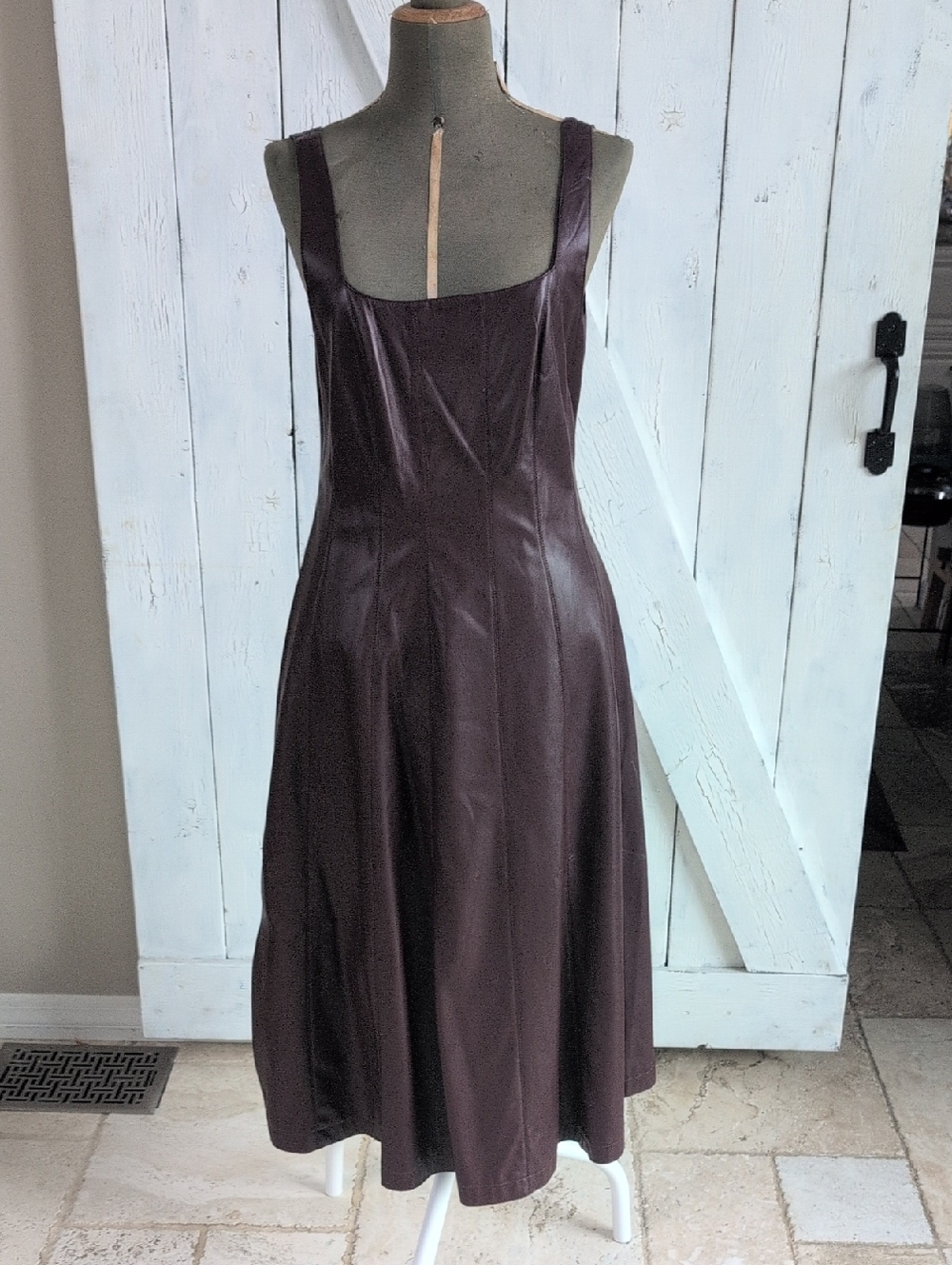 7 For All Mankind Plum Square-Neck Midi Dress